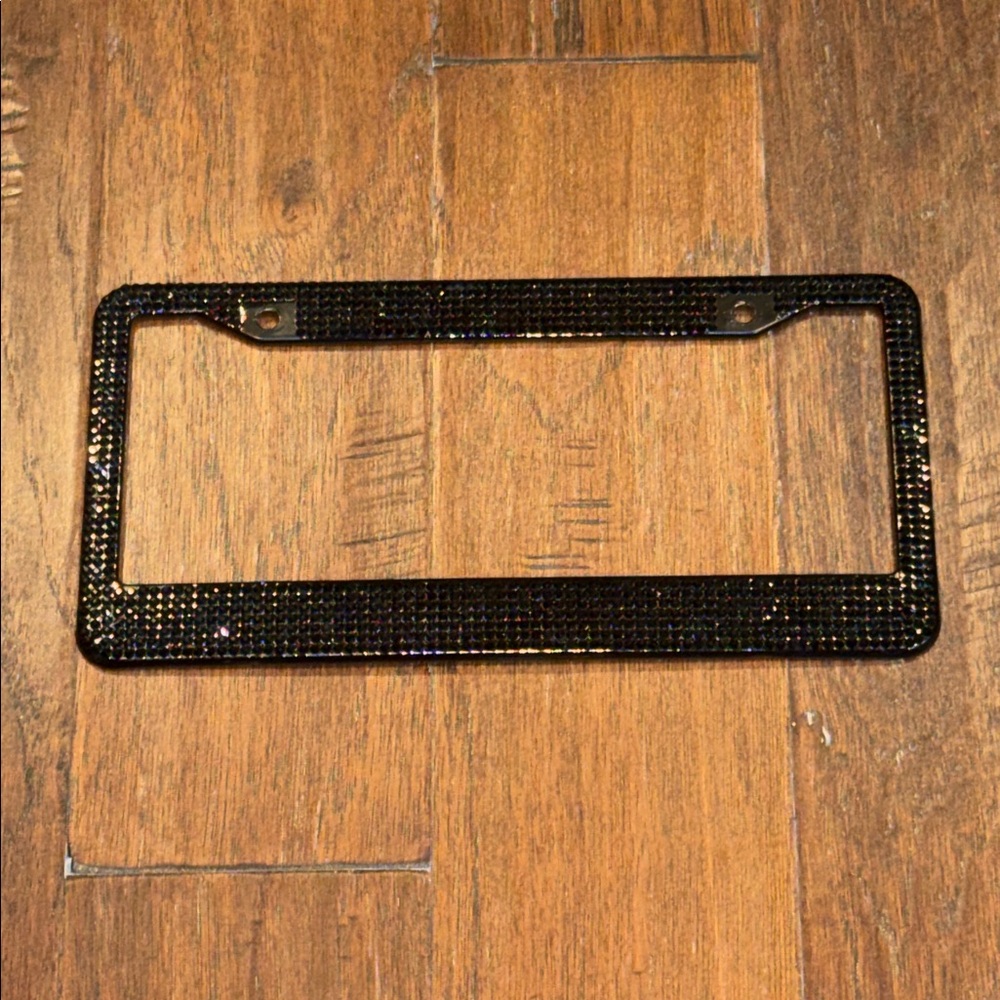 Black Rhinestone License Plate Frame - Picture 3 of 6